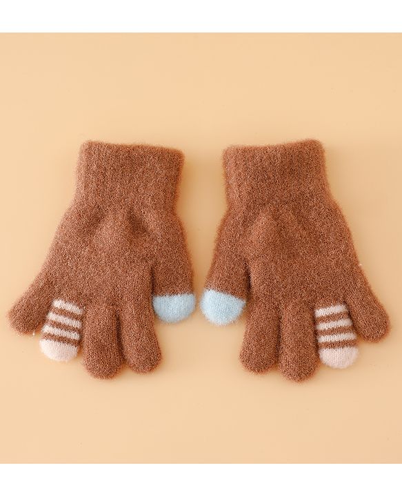 Babyhug Gloves with Applique - Brown