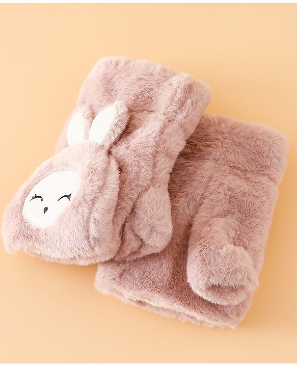 Babyhug Gloves with Rabbit Applique - Pink