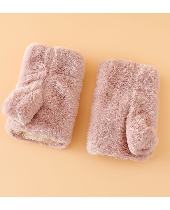 Babyhug Gloves with Rabbit Applique - Pink