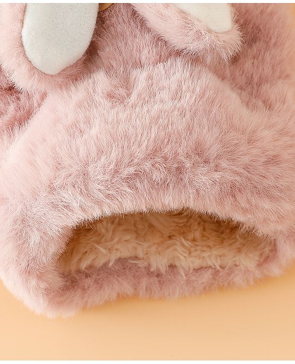 Babyhug Gloves with Rabbit Applique - Pink