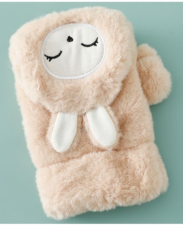 Babyhug Gloves with Rabbit Applique - Pink