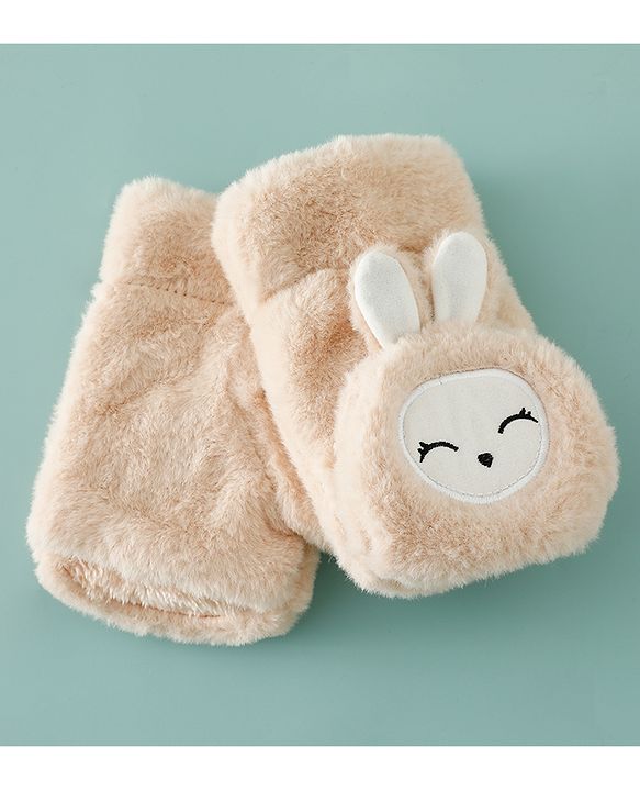 Babyhug Gloves with Rabbit Applique - Pink