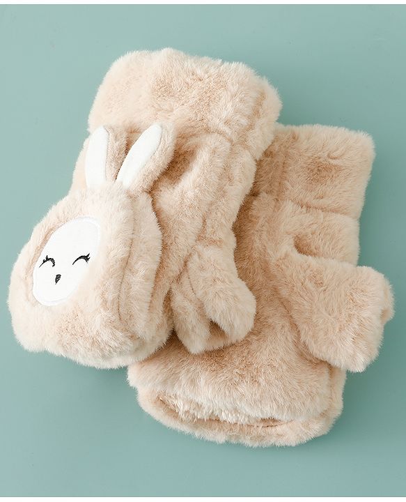 Babyhug Gloves with Rabbit Applique - Pink