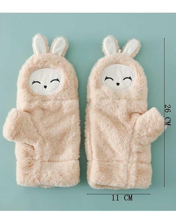 Babyhug Gloves with Rabbit Applique - Pink