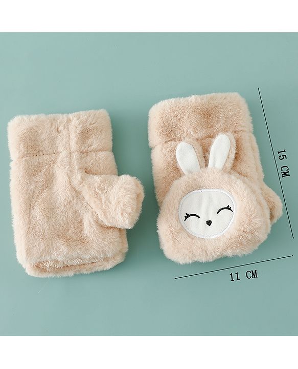 Babyhug Gloves with Rabbit Applique - Pink