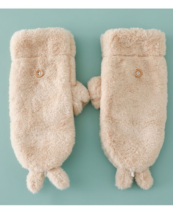 Babyhug Gloves with Rabbit Applique - Pink