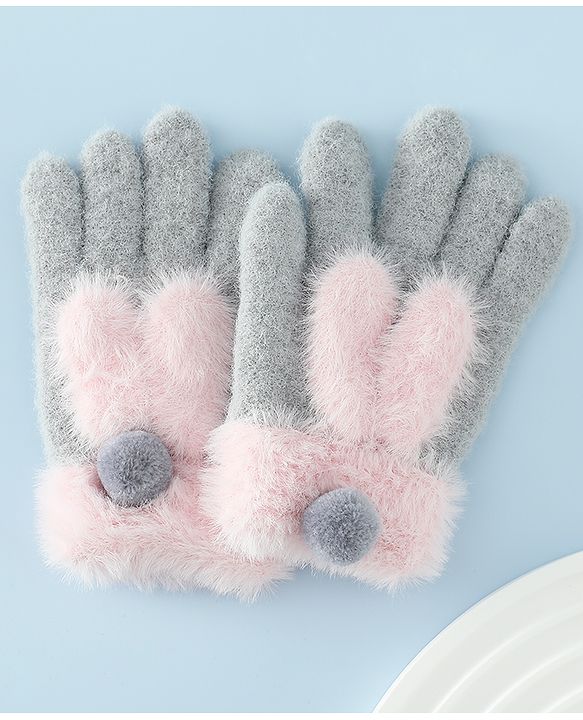 Babyhug Gloves with Pom Pom - Grey