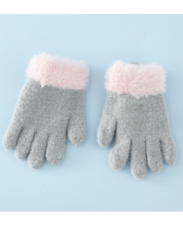 Babyhug Gloves with Pom Pom - Grey