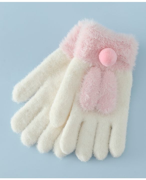Babyhug Gloves with Pom Pom - Grey