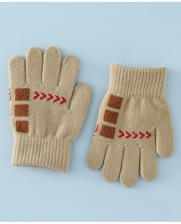 Babyhug Gloves with Box Design - Khaki