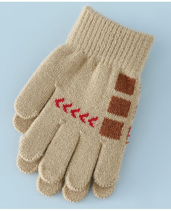 Babyhug Gloves with Box Design - Khaki