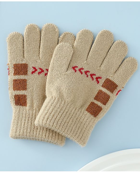 Babyhug Gloves with Box Design - Khaki