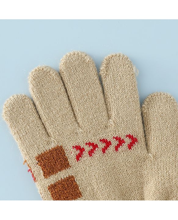 Babyhug Gloves with Box Design - Khaki