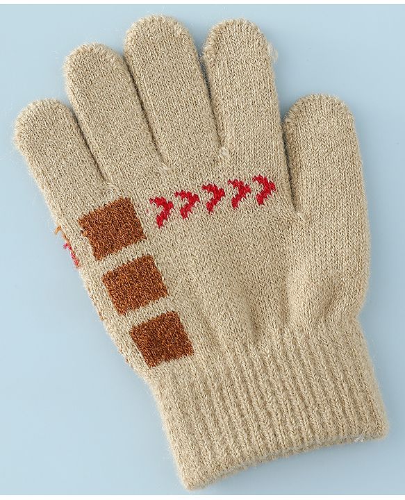 Babyhug Gloves with Box Design - Khaki