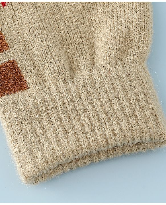 Babyhug Gloves with Box Design - Khaki