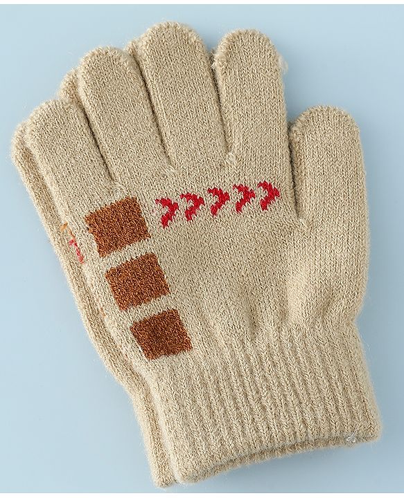 Babyhug Gloves with Box Design - Khaki