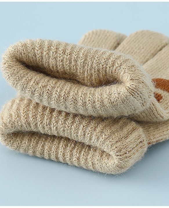 Babyhug Gloves with Box Design - Khaki