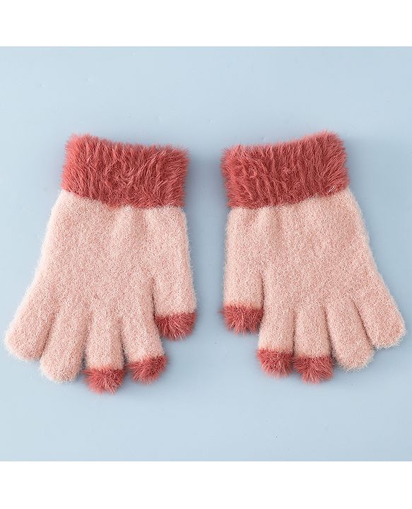 Babyhug Gloves With Bow Applique - PInk