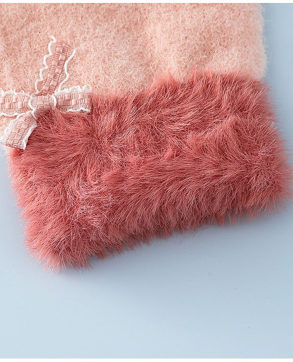 Babyhug Gloves With Bow Applique - PInk