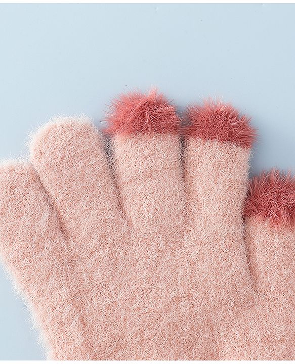 Babyhug Gloves With Bow Applique - PInk