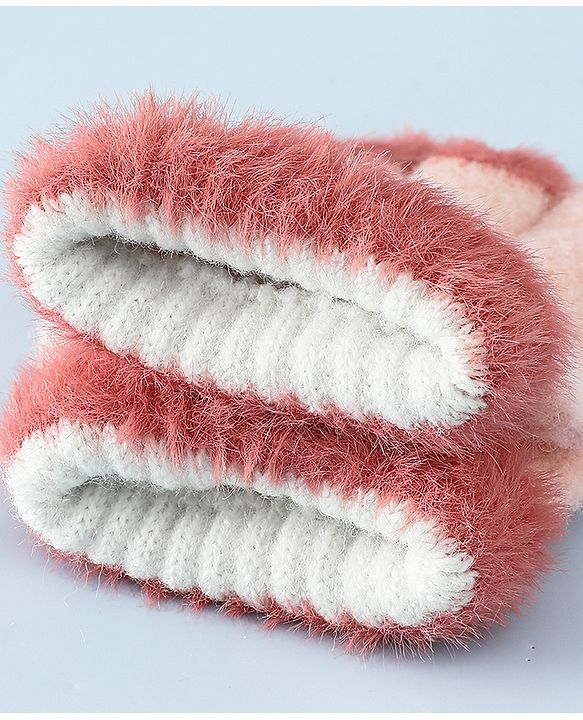 Babyhug Gloves With Bow Applique - PInk