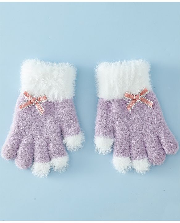 Babyhug Gloves With Bow Applique - PInk