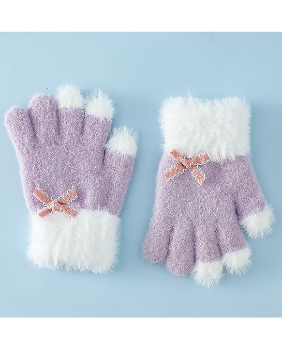 Babyhug Gloves With Bow Applique - PInk