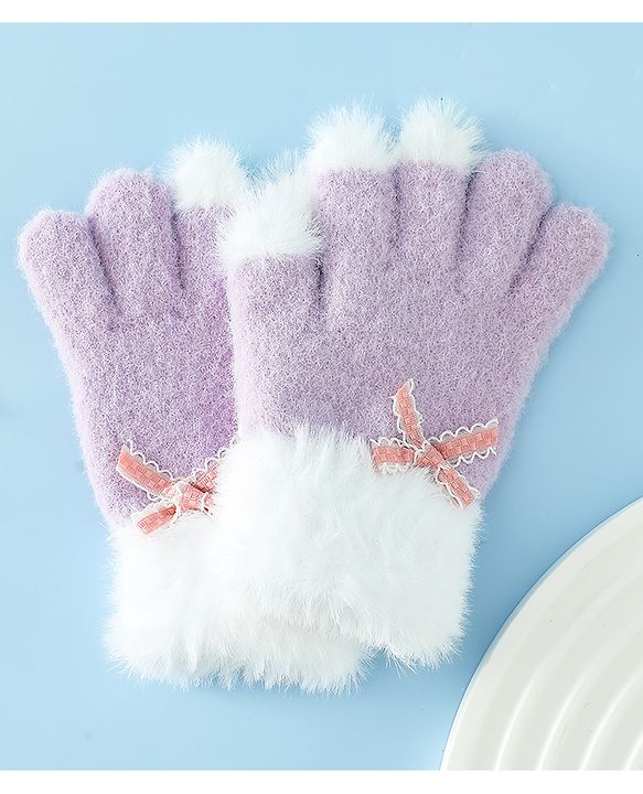 Babyhug Gloves With Bow Applique - PInk