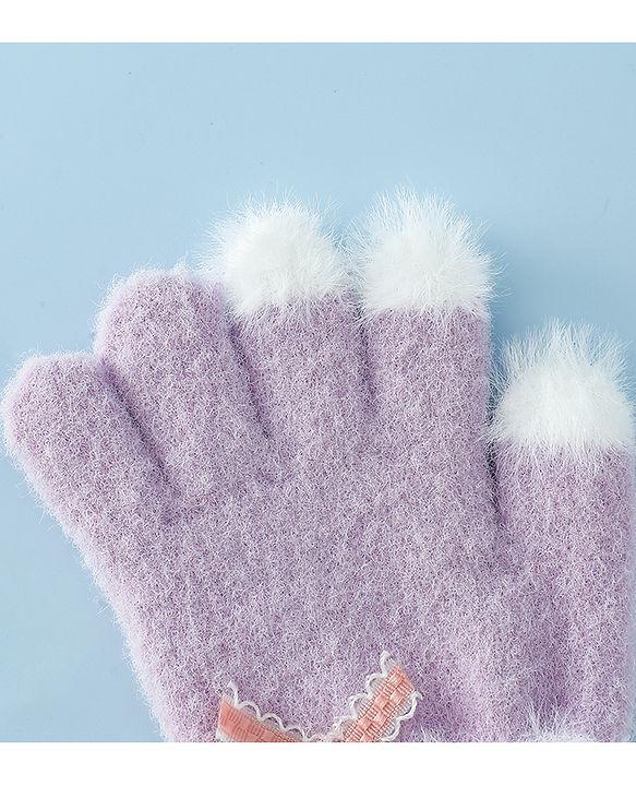 Babyhug Gloves With Bow Applique - PInk
