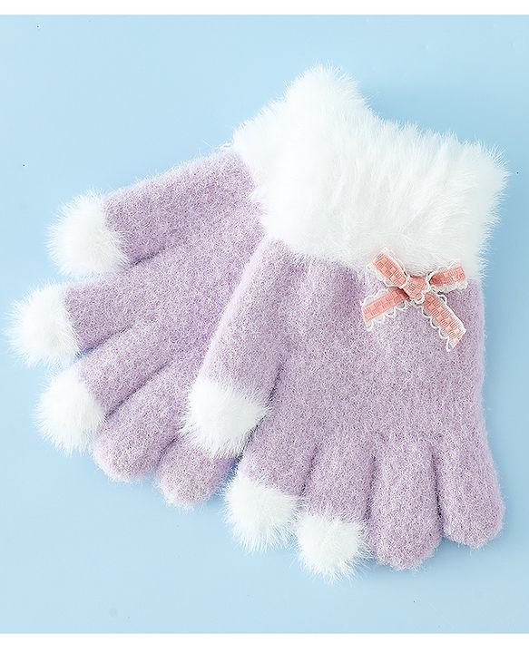 Babyhug Gloves With Bow Applique - PInk