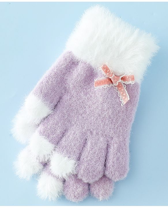 Babyhug Gloves With Bow Applique - PInk