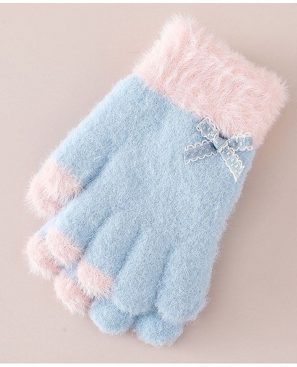 Babyhug Gloves With Bow Applique - PInk