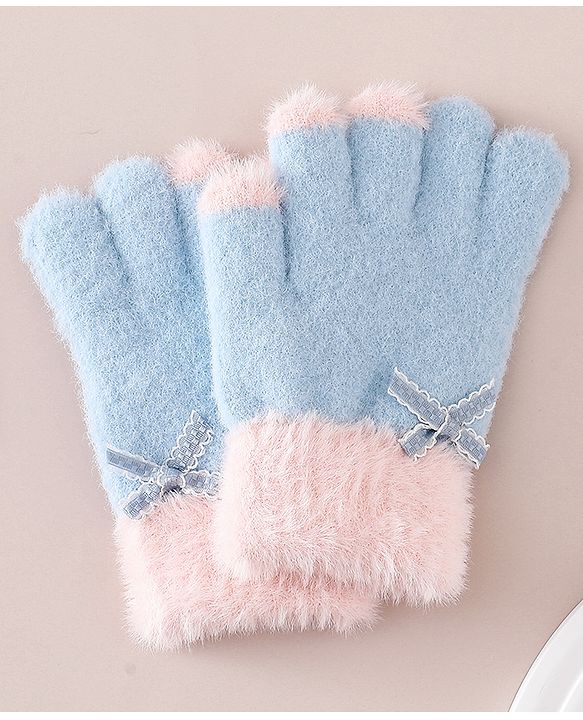 Babyhug Gloves With Bow Applique - PInk