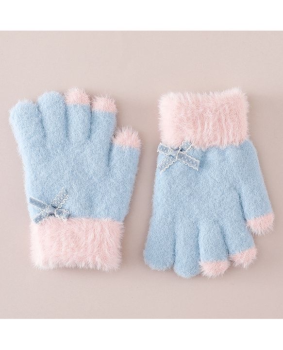 Babyhug Gloves With Bow Applique - PInk
