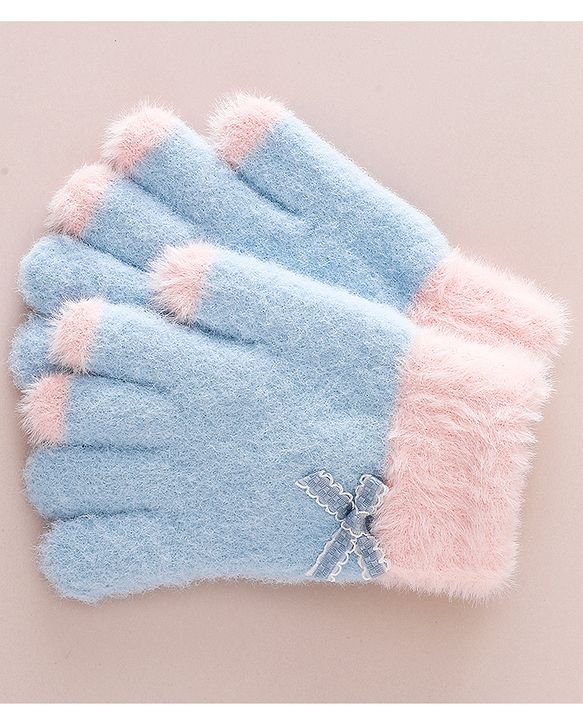 Babyhug Gloves With Bow Applique - PInk