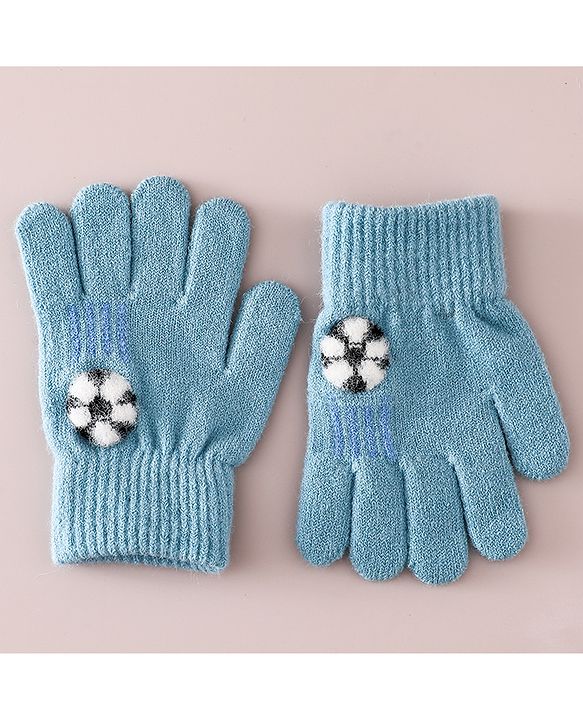 Babyhug Gloves With Football Applique - Blue