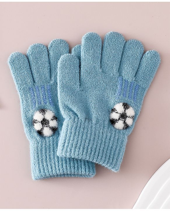 Babyhug Gloves With Football Applique - Blue