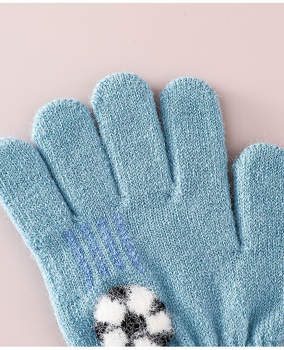Babyhug Gloves With Football Applique - Blue