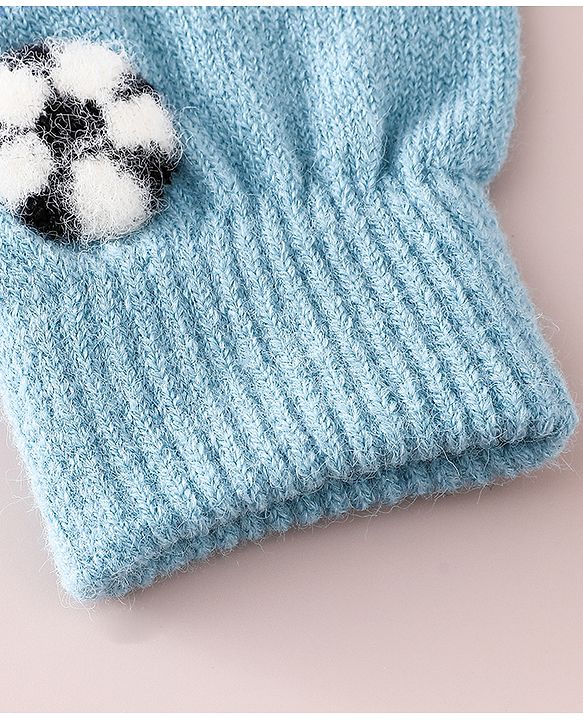 Babyhug Gloves With Football Applique - Blue