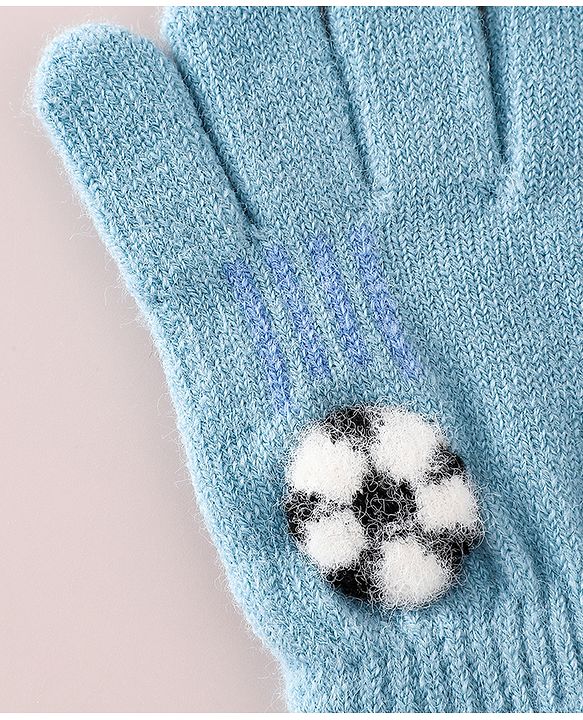 Babyhug Gloves With Football Applique - Blue