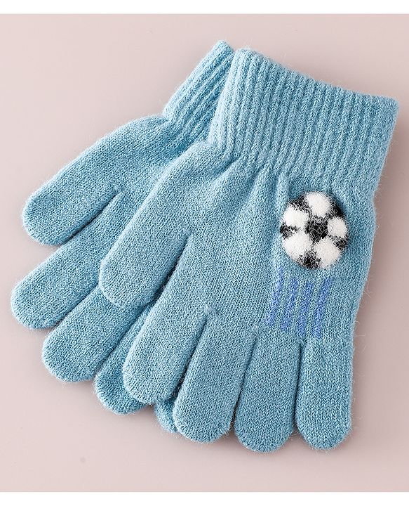 Babyhug Gloves With Football Applique - Blue