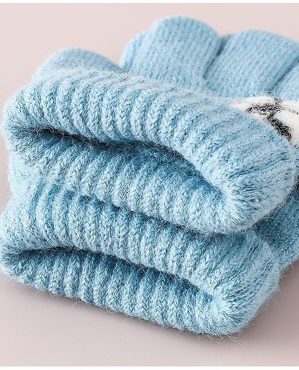Babyhug Gloves With Football Applique - Blue