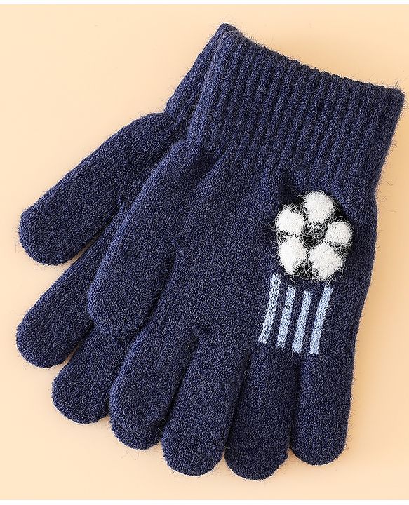 Babyhug Gloves With Football Applique - Blue