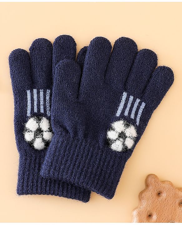 Babyhug Gloves With Football Applique - Blue
