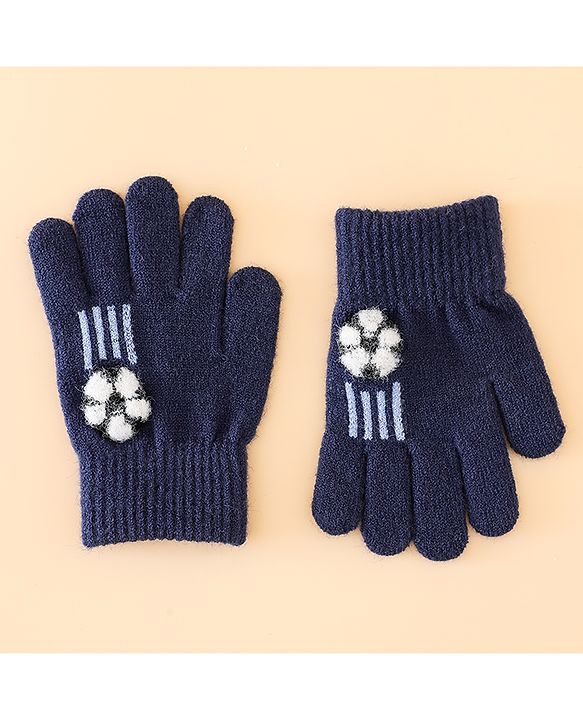 Babyhug Gloves With Football Applique - Blue