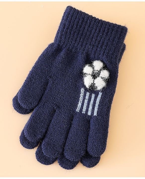 Babyhug Gloves With Football Applique - Blue