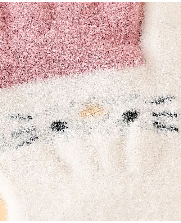 Babyhug Gloves With Cat Design - Pink