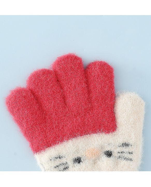 Babyhug Gloves With Cat Design - Pink