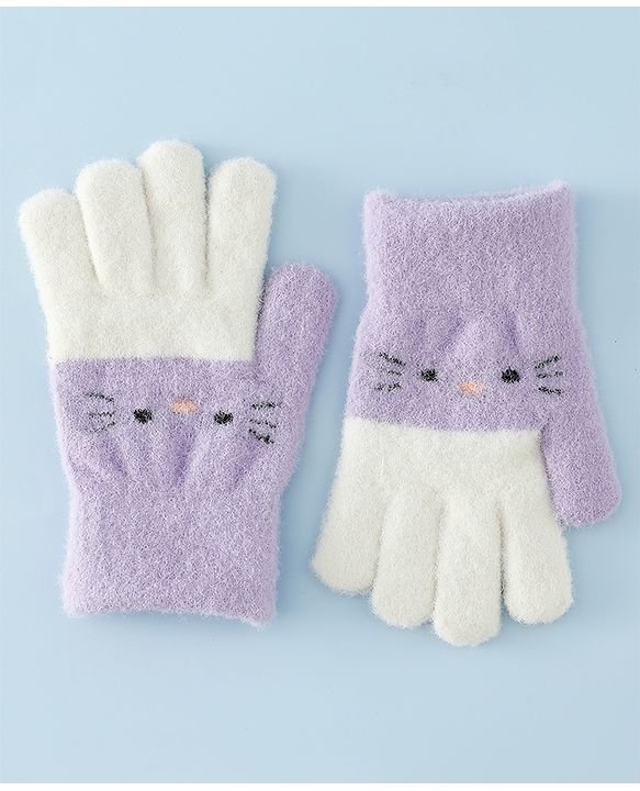 Babyhug Gloves With Cat Design - Pink