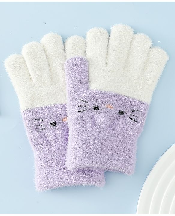 Babyhug Gloves With Cat Design - Pink